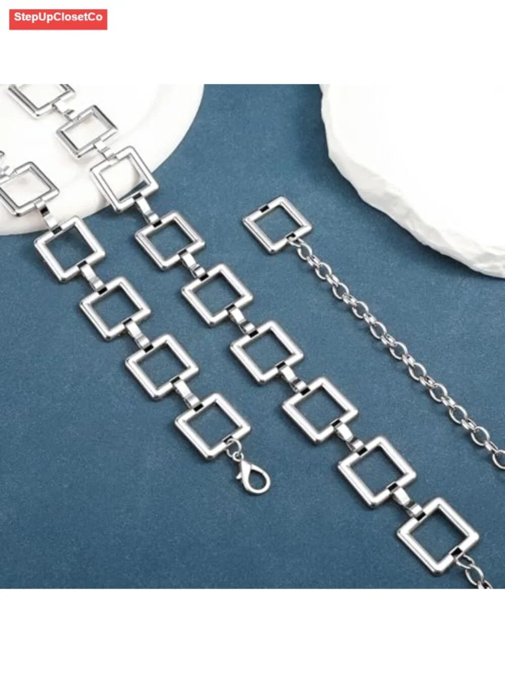 Chunky Gold/Silver Chain Belt for Dresses, Metal Waist Belt, Adjustable Lobster